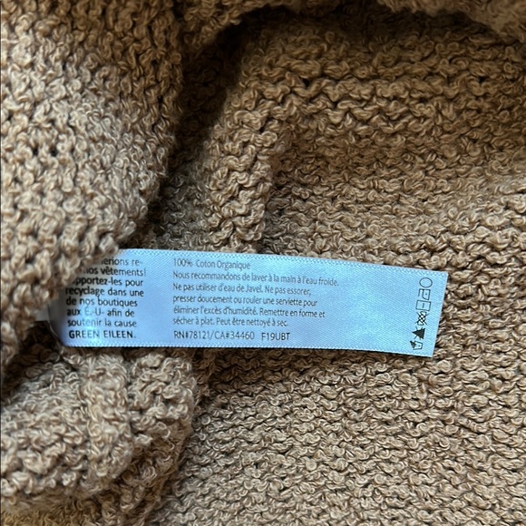 Eileen Fisher Organic Cotton Cozy Brown Boucle Cropped Sweater Honey - Picture 8 of 8